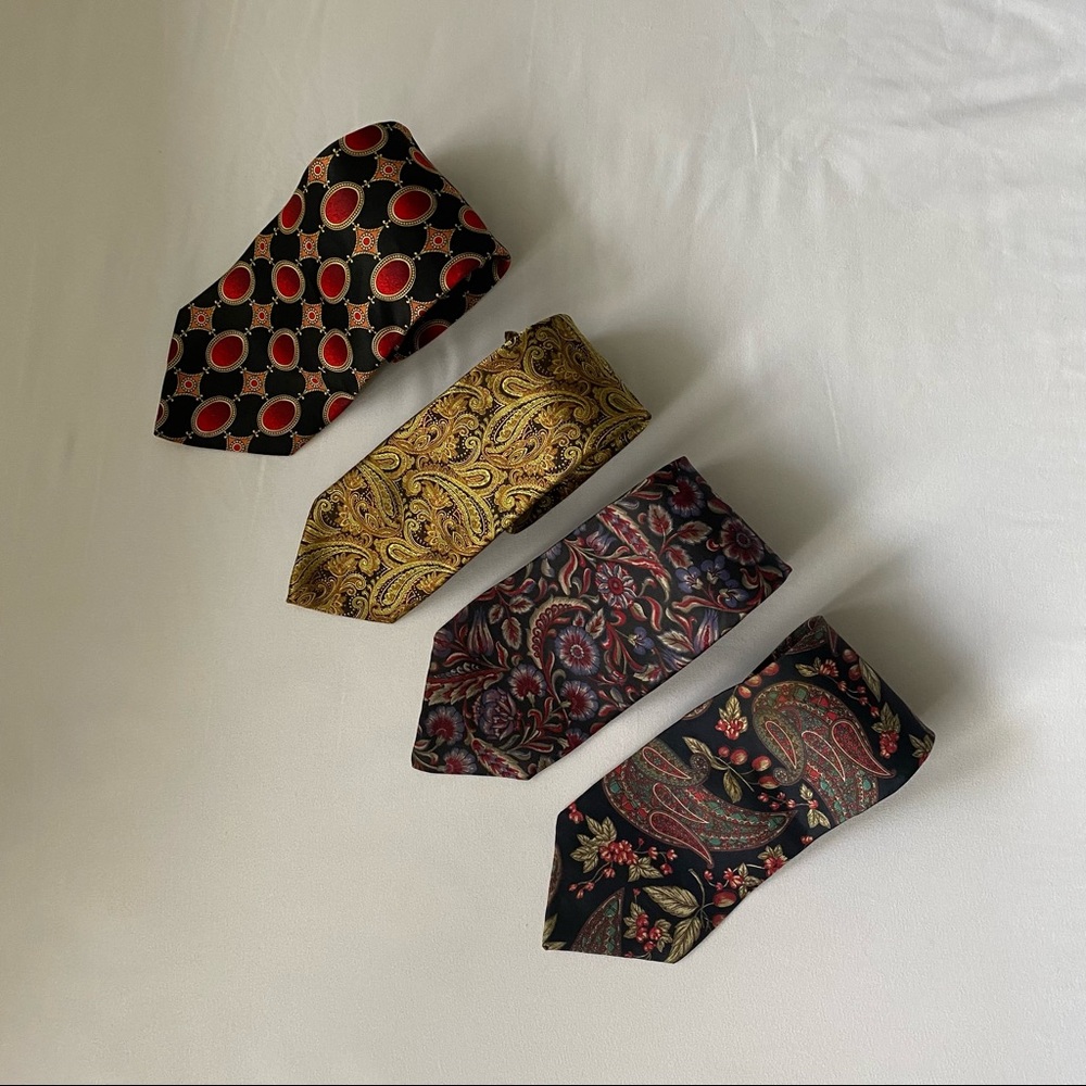 Set of 4 100% Silk Ties | Antonio Ricci | Geoffrey Beene | Don Loper
